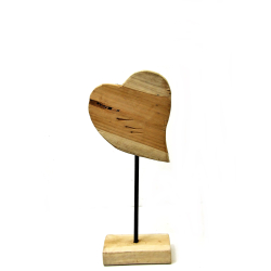 Serce z drewna tekowego na podstawie 35cm